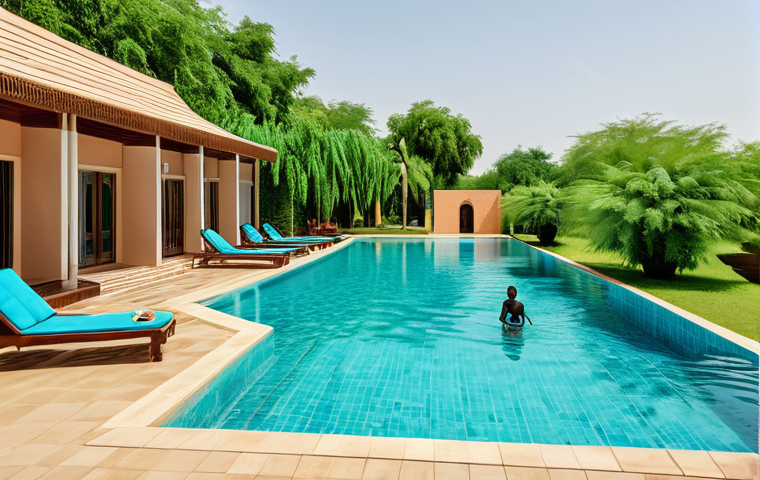 니제르에서 가장 유명한 호텔 체인 - **

"A beautifully decorated hotel lobby in Niger, showcasing traditional Nigerien patterns and warm...