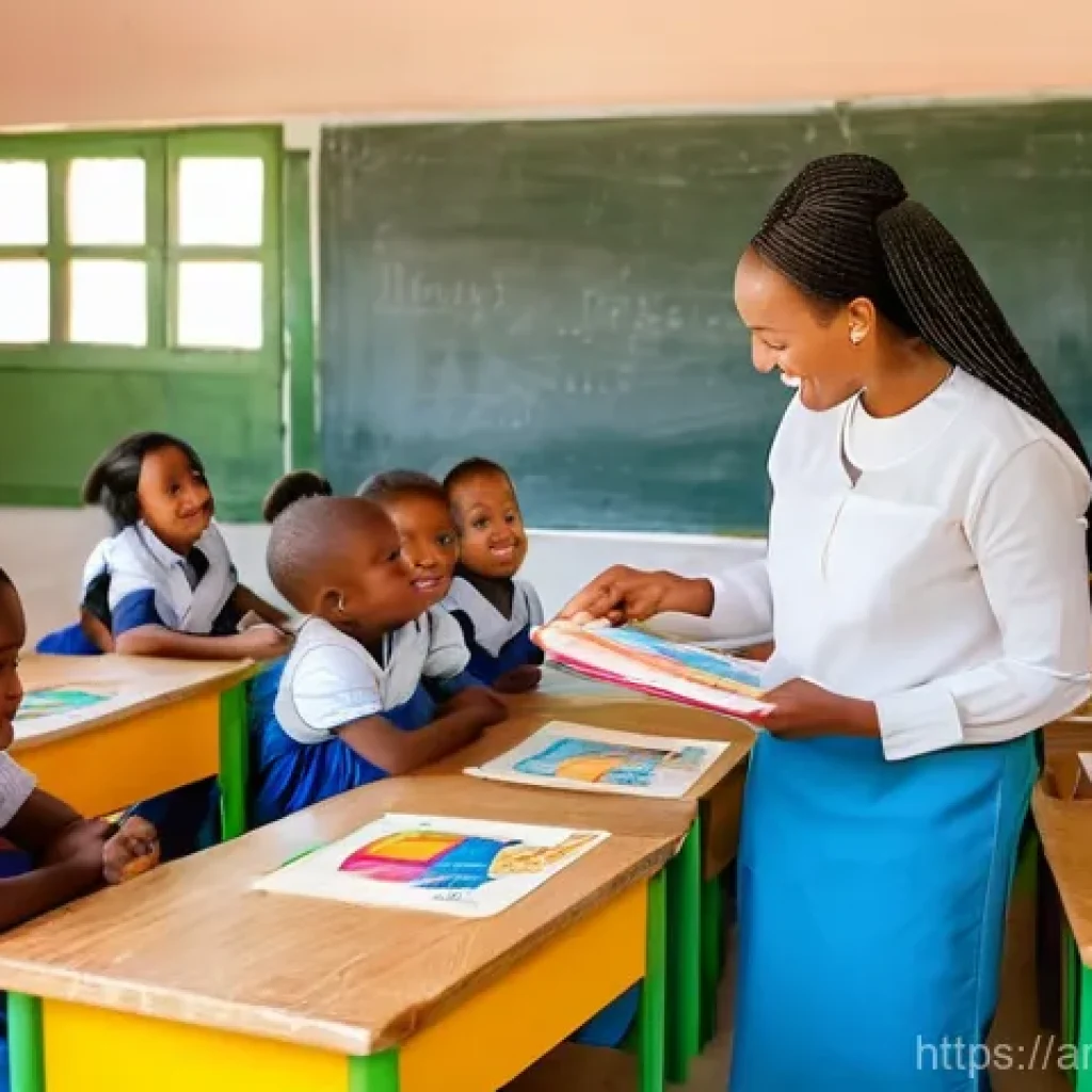 니제르의 교육 개혁 및 발전 계획 - **A vibrant kindergarten classroom in Niger.** A diverse group of cheerful young children, aged 4-6,...