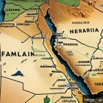 니제르의 주요 정치 이슈 - A detailed map illustration showing the Sahel region with Niger at the center, highlighting internat...