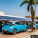 니제르에서 전기차 충전소 보급 현황 - A modern electric vehicle charging station in Lagos, Nigeria, featuring fast chargers with advanced ...
