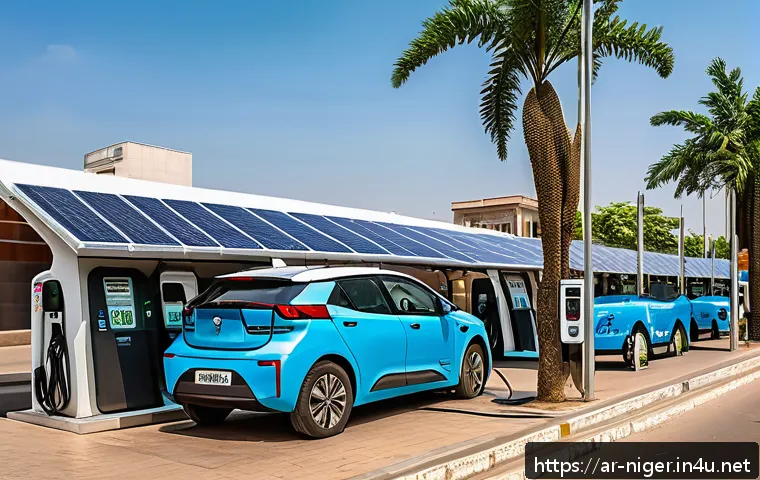 니제르에서 전기차 충전소 보급 현황 - A modern electric vehicle charging station in Lagos, Nigeria, featuring fast chargers with advanced ...